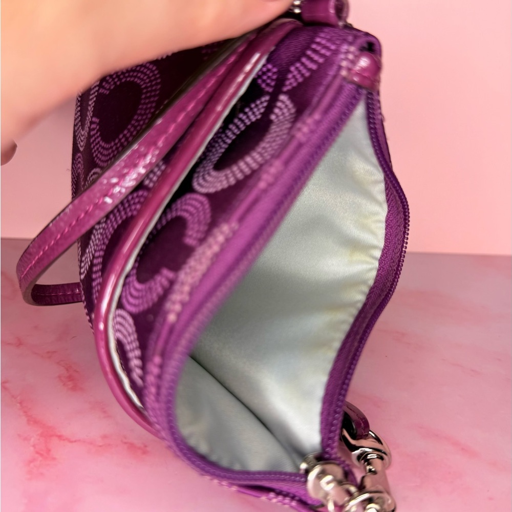 Purple Coach Wristlet with Circle Pattern - Picture 4 of 4